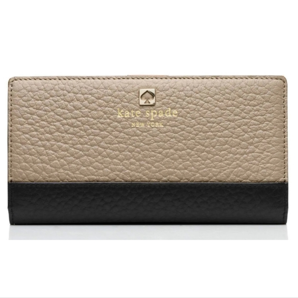 ♠️ Kate Spade Southport Avenue Stacy Wallet | Tan / Black | Medium